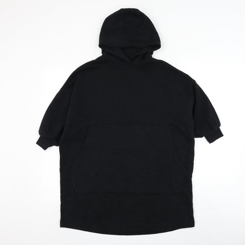 NEXT Girls Black Cotton Jumper Dress Size 7 Years Round Neck Pullover