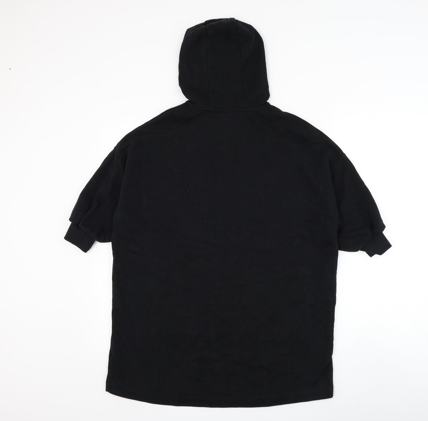 NEXT Girls Black Cotton Jumper Dress Size 7 Years Round Neck Pullover