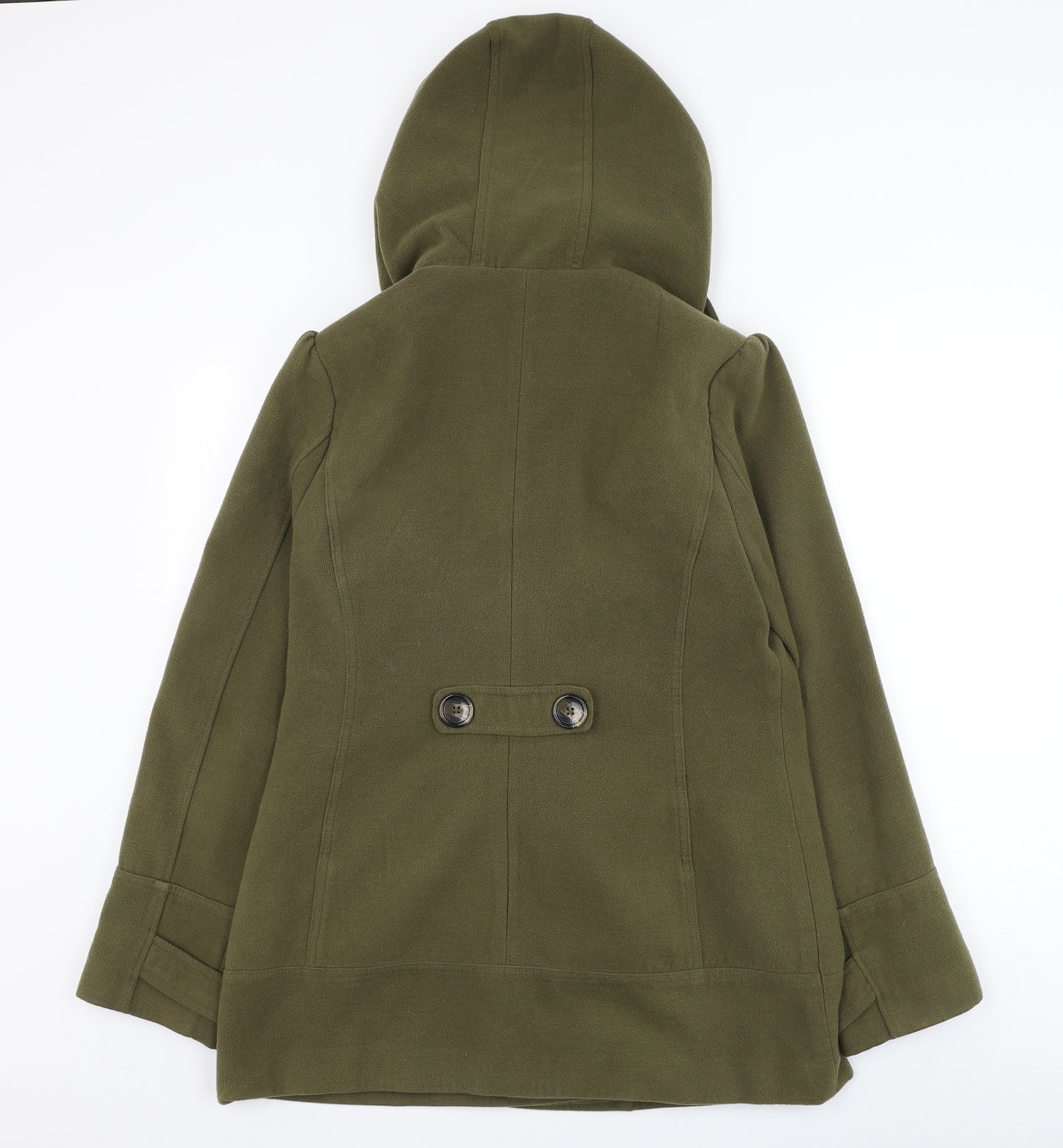 New Look Womens Green Pea Coat Coat Size 14 Button
