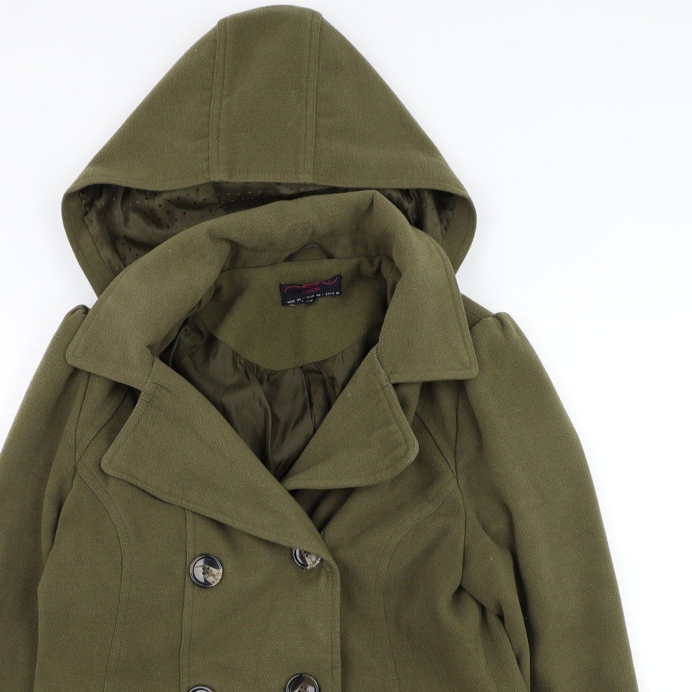 New Look Womens Green Pea Coat Coat Size 14 Button