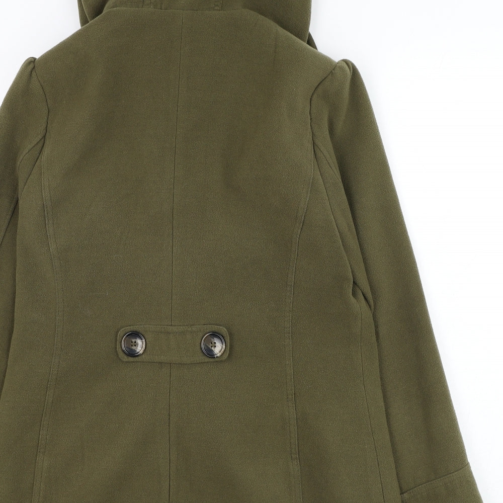 New Look Womens Green Pea Coat Coat Size 14 Button