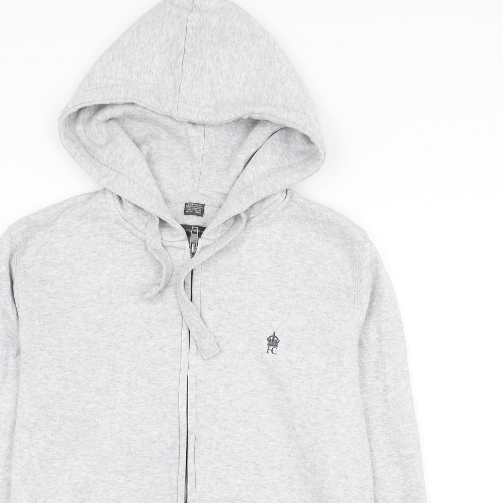 French Connection Mens Grey Cotton Full Zip Hoodie Size S