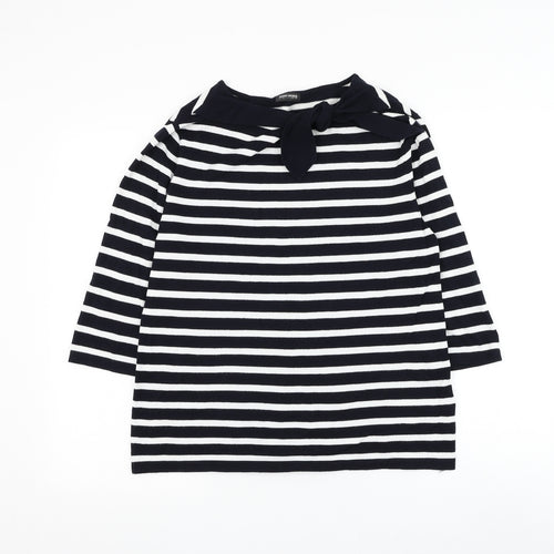 Gerry Weber Womens Black Boat Neck Striped Viscose Pullover Jumper Size 16