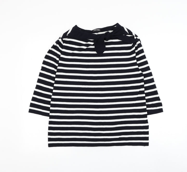 Gerry Weber Womens Black Boat Neck Striped Viscose Pullover Jumper Size 16