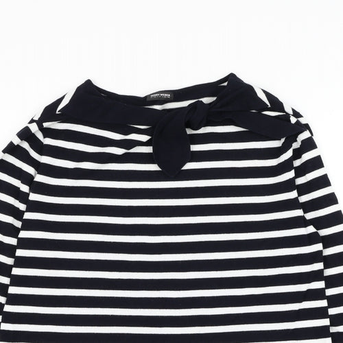 Gerry Weber Womens Black Boat Neck Striped Viscose Pullover Jumper Size 16