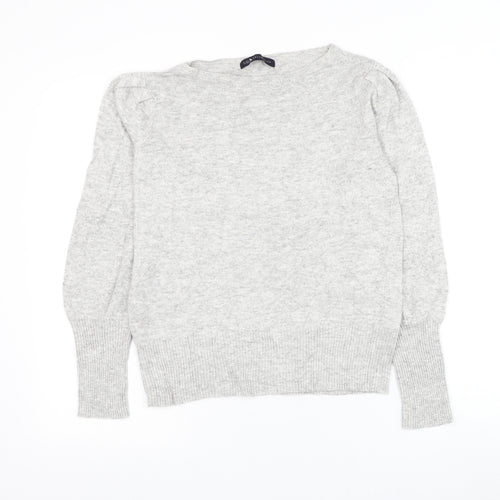 Marks and Spencer Womens Grey Boat Neck Viscose Pullover Jumper Size 10