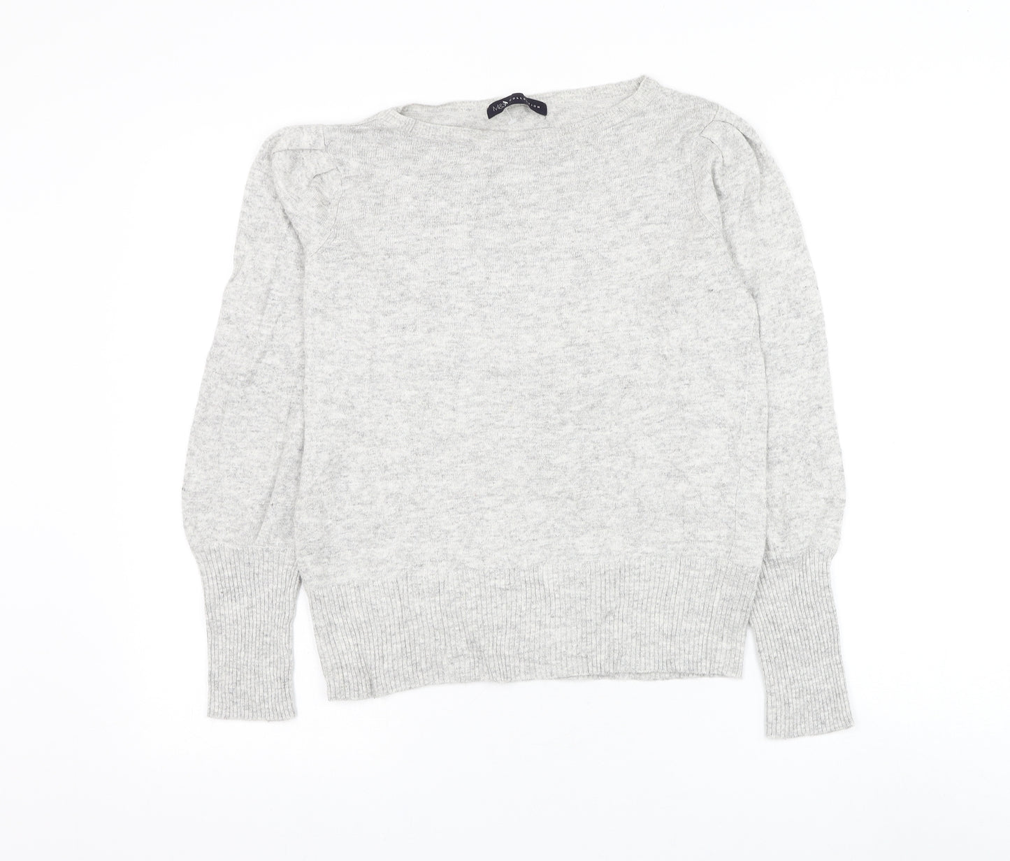 Marks and Spencer Womens Grey Boat Neck Viscose Pullover Jumper Size 10