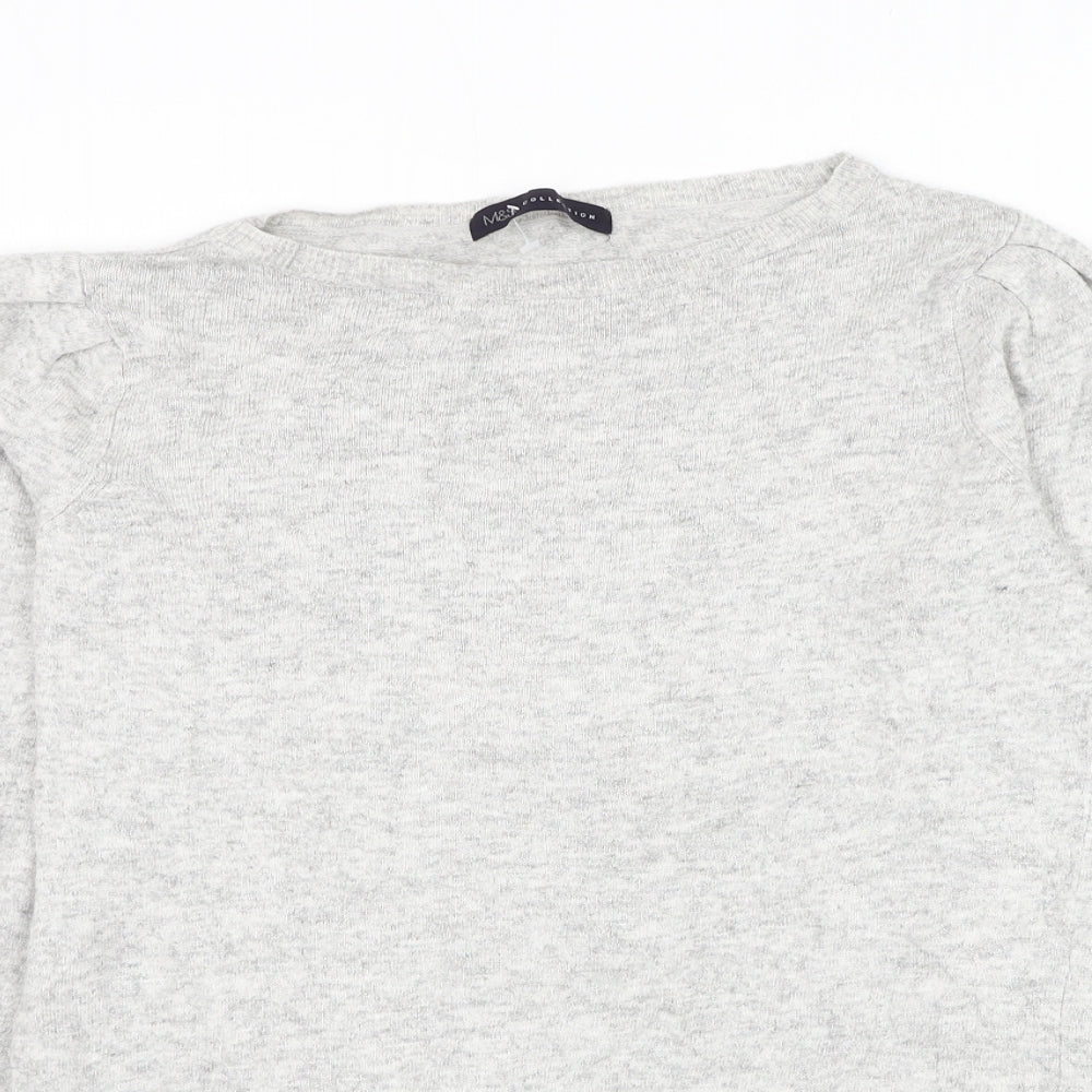 Marks and Spencer Womens Grey Boat Neck Viscose Pullover Jumper Size 10