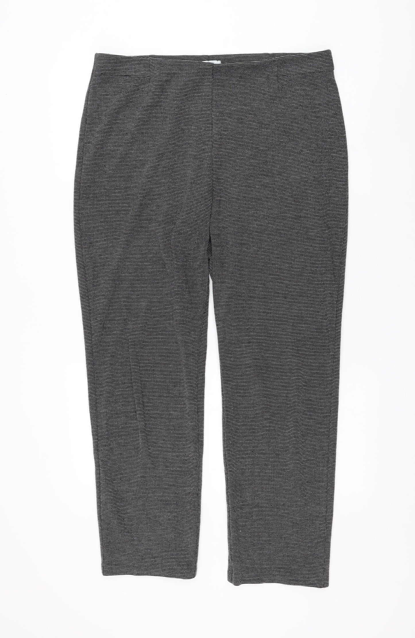 Marks and Spencer Womens Grey Geometric Polyester Capri Leggings Size 16 L28 in