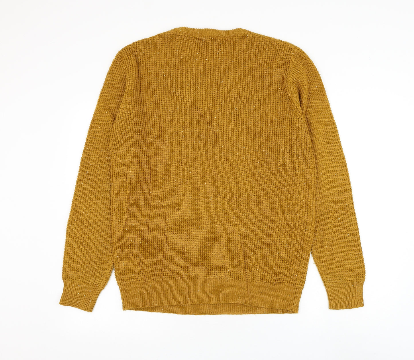 Cedar Wood State Mens Yellow Round Neck Acrylic Pullover Jumper Size M