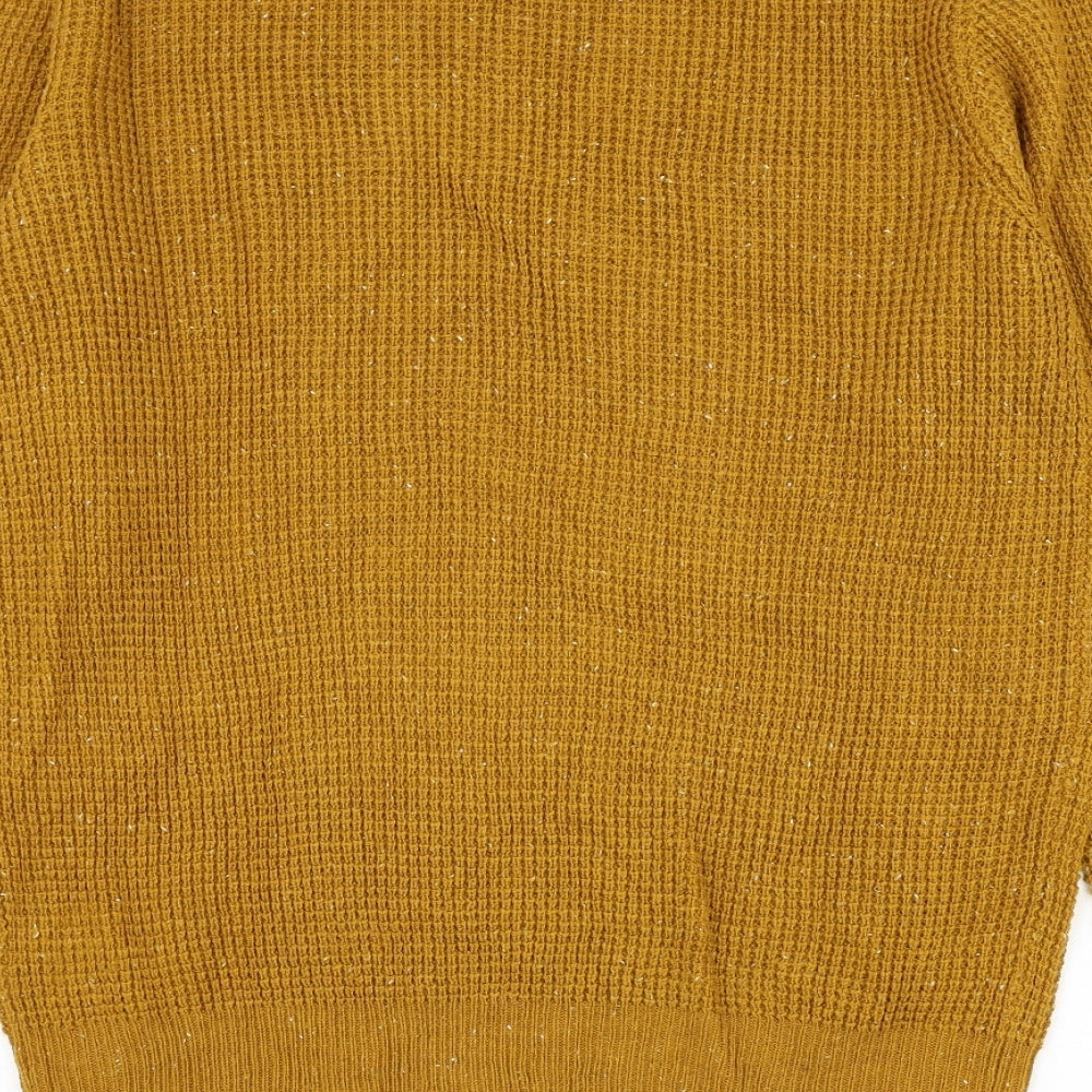Cedar Wood State Mens Yellow Round Neck Acrylic Pullover Jumper Size M