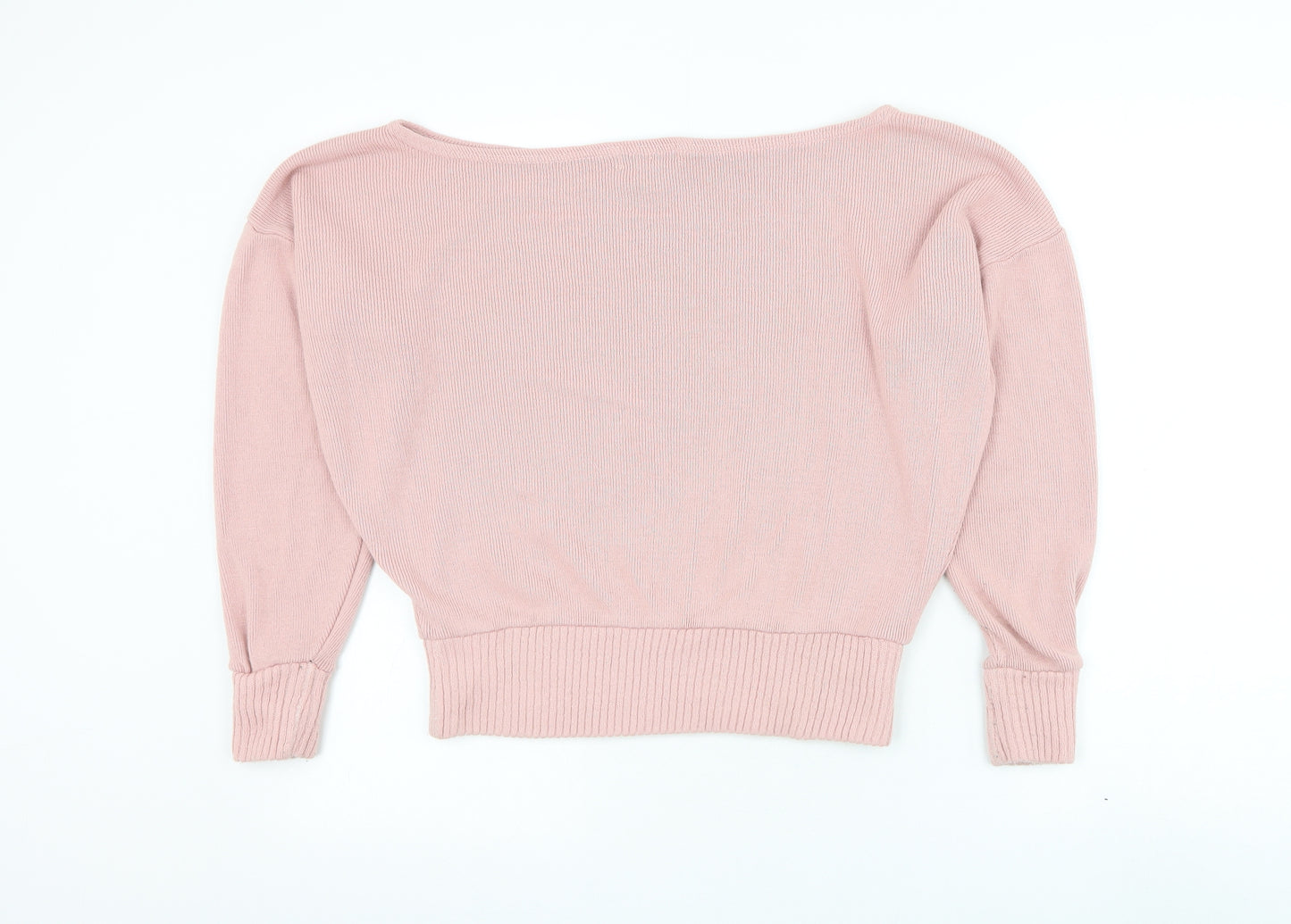 PRETTYLITTLETHING Womens Pink Boat Neck Acrylic Pullover Jumper Size S