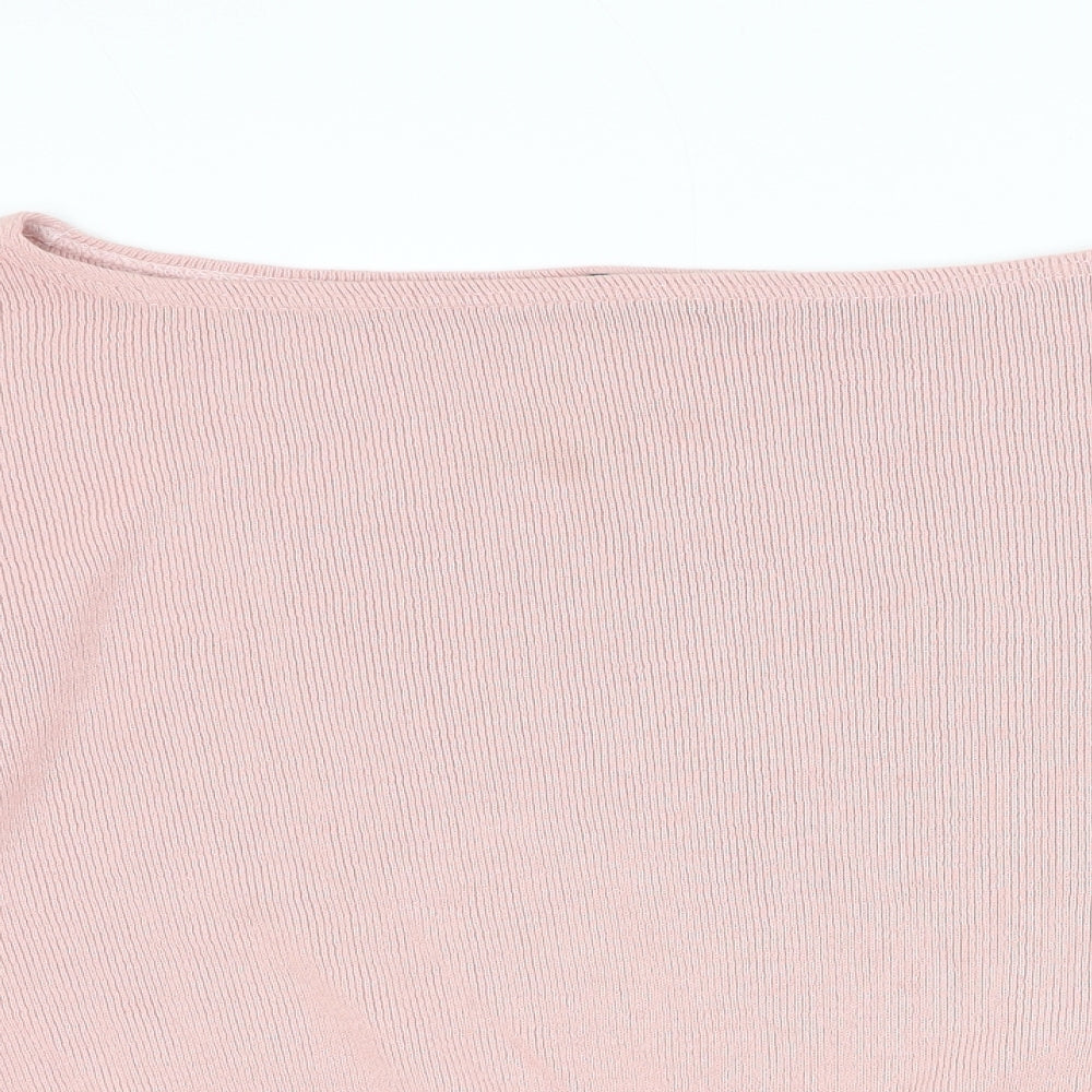 PRETTYLITTLETHING Womens Pink Boat Neck Acrylic Pullover Jumper Size S