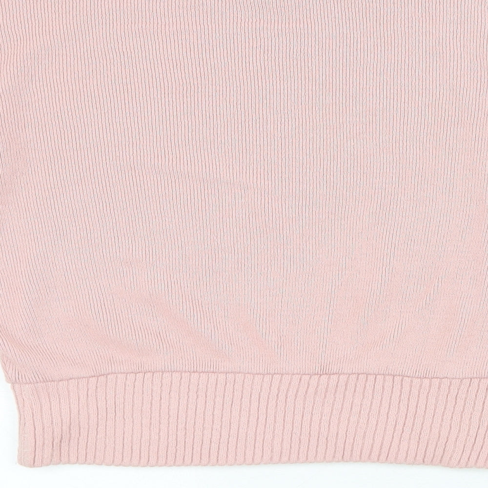 PRETTYLITTLETHING Womens Pink Boat Neck Acrylic Pullover Jumper Size S
