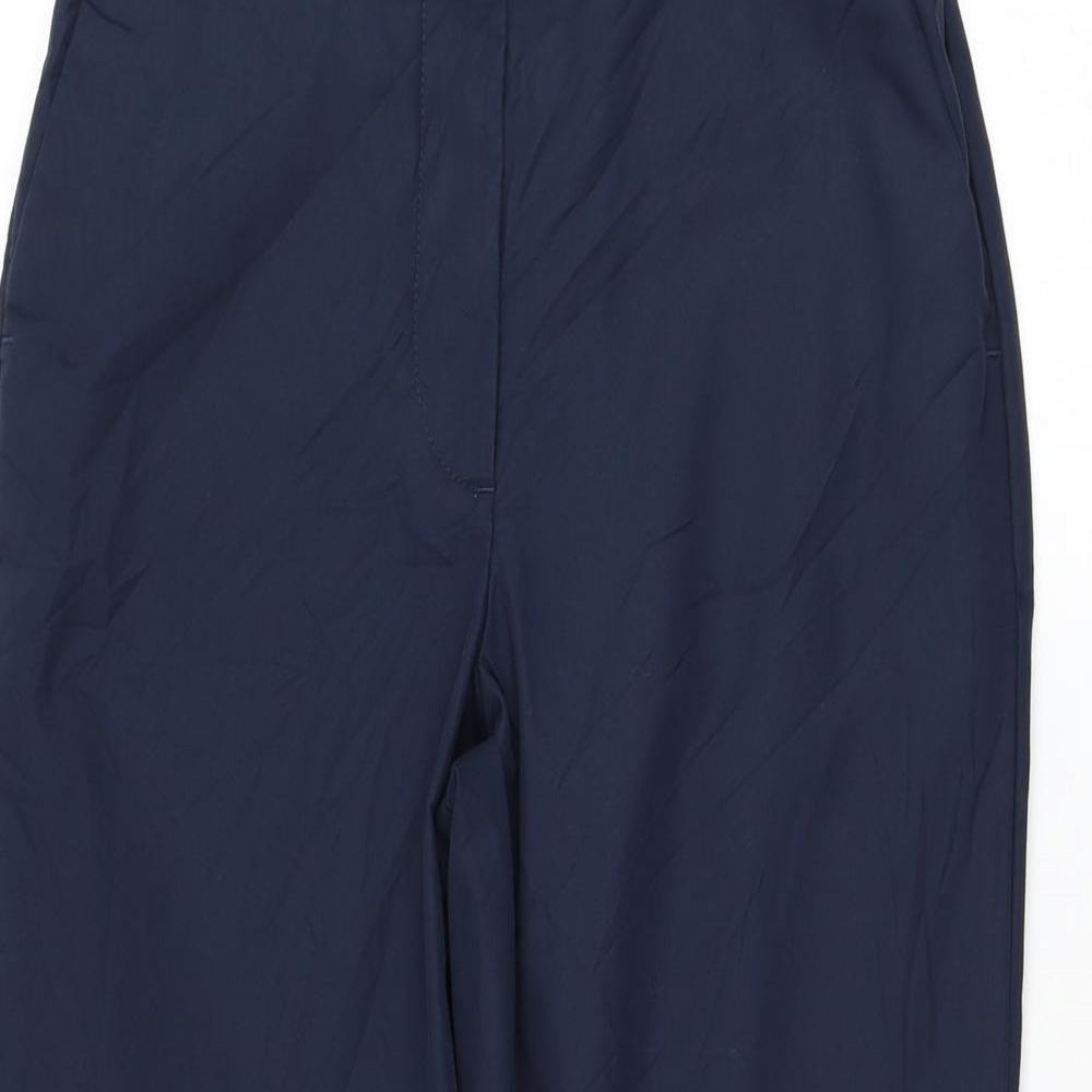 Marks and Spencer Womens Blue Cotton Chino Trousers Size 8 L25 in Regular Zip