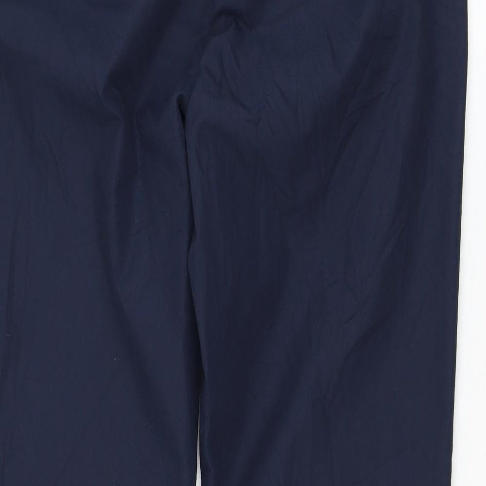 Marks and Spencer Womens Blue Cotton Chino Trousers Size 8 L25 in Regular Zip