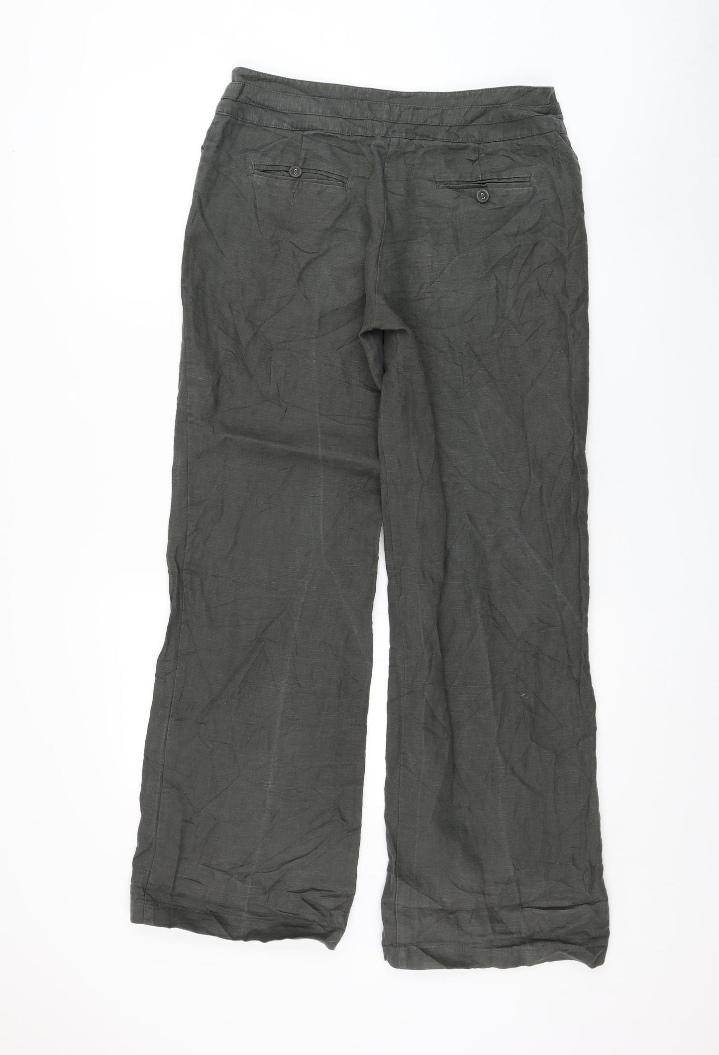 Monsoon Womens Green Polyester Trousers Size 32 in L30 in Regular Zip
