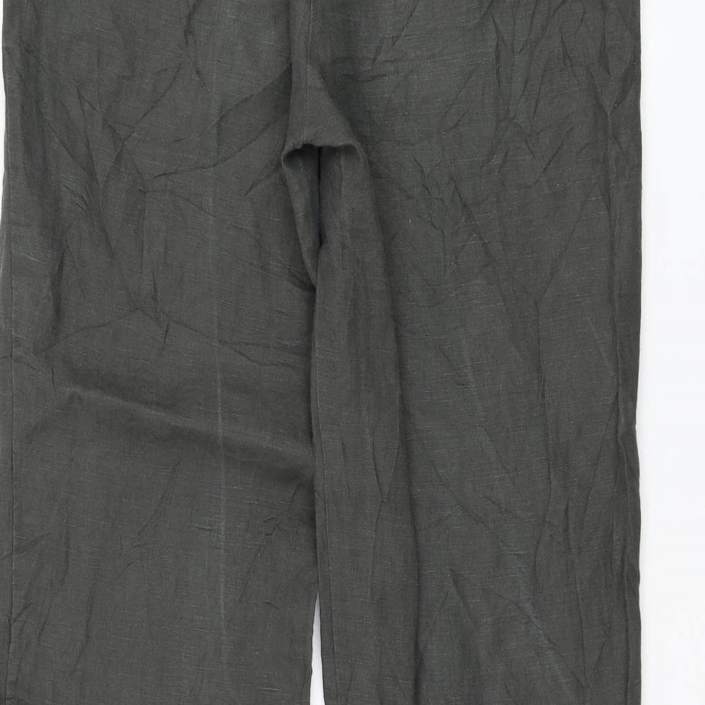 Monsoon Womens Green Polyester Trousers Size 32 in L30 in Regular Zip