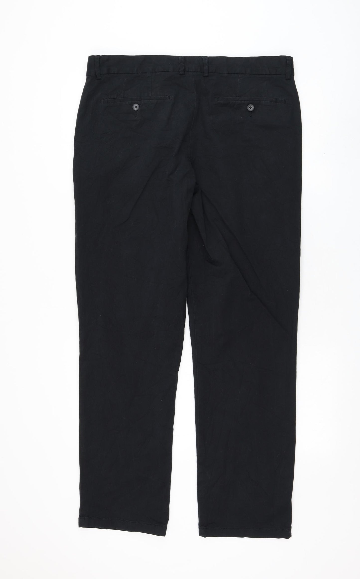 TU Mens Blue Cotton Chino Trousers Size 36 in L34 in Regular Zip