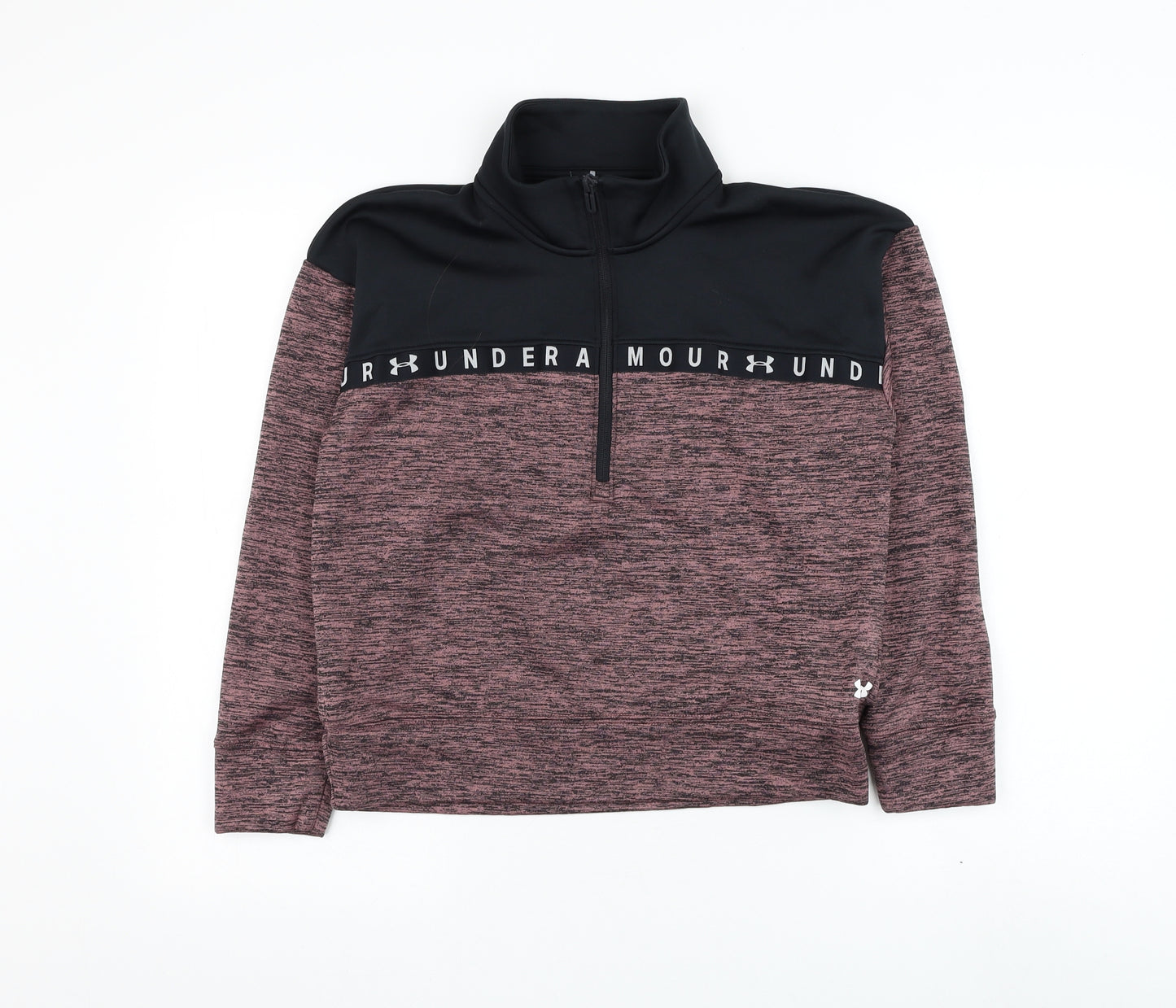 Under armour Womens Pink Striped Polyester Pullover Sweatshirt Size XS Zip