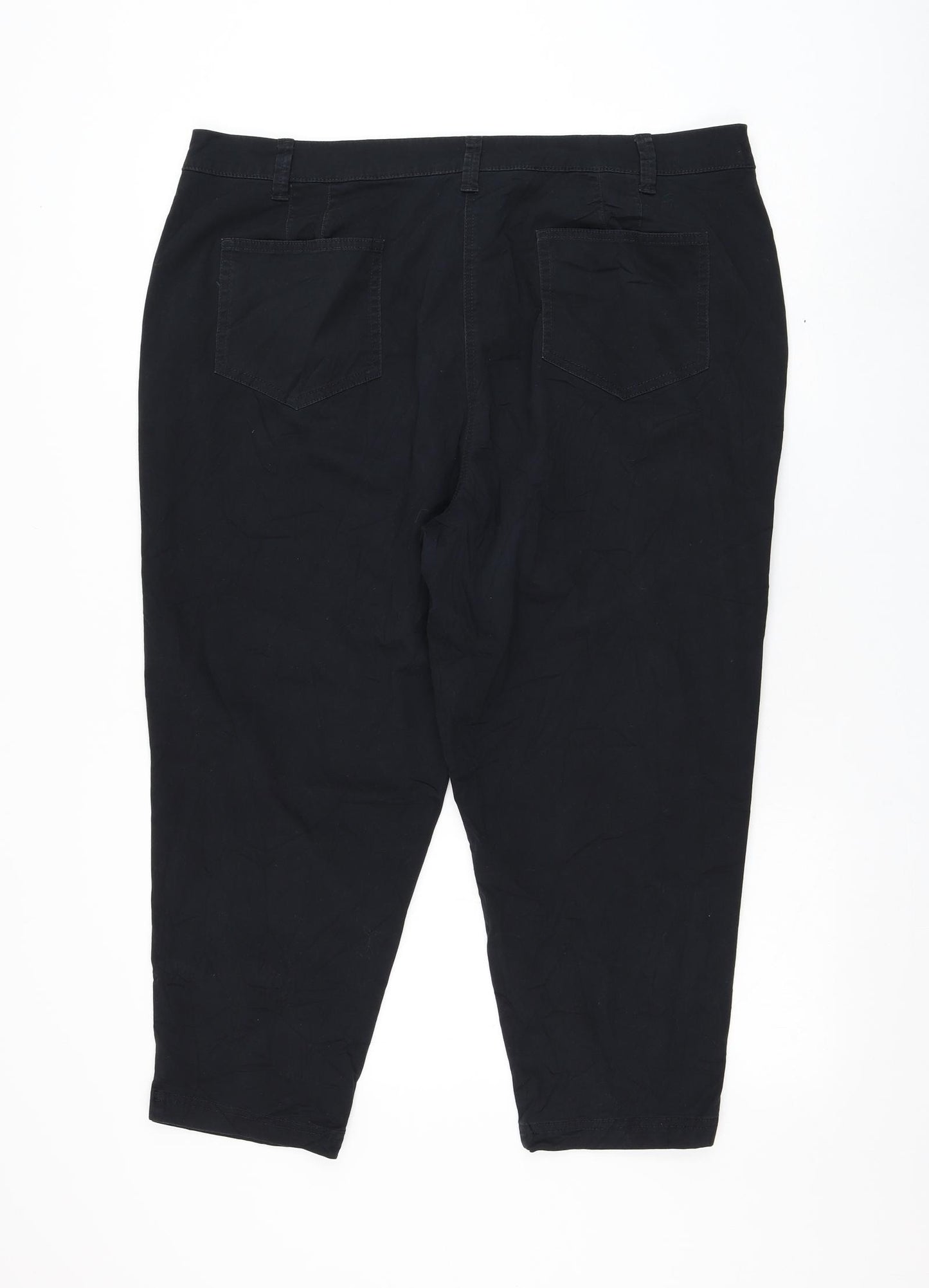Bonmarché Womens Black Cotton Cropped Trousers Size 18 L23 in Regular Zip
