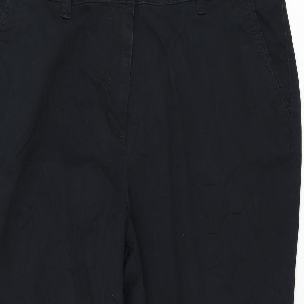 Bonmarché Womens Black Cotton Cropped Trousers Size 18 L23 in Regular Zip