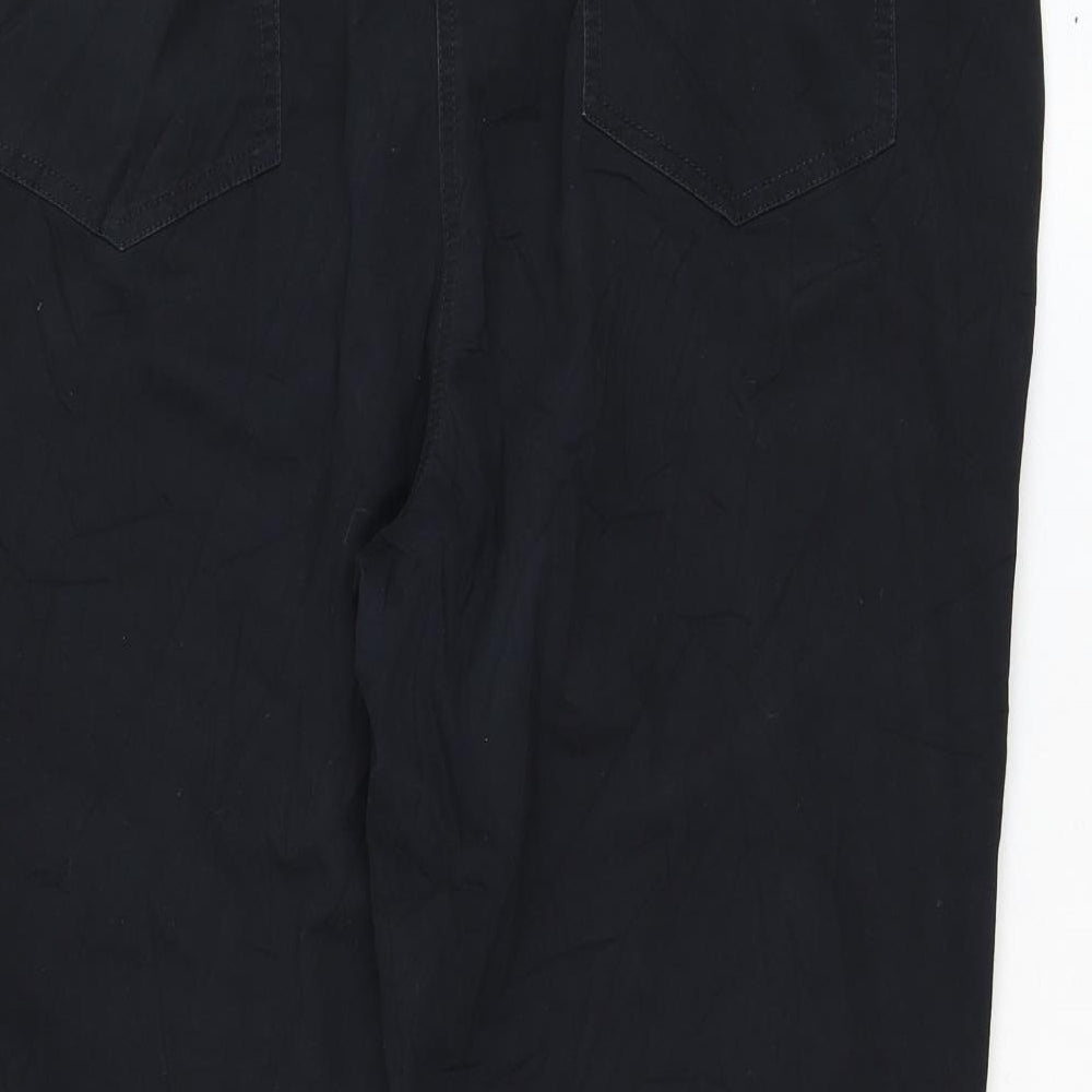 Bonmarché Womens Black Cotton Cropped Trousers Size 18 L23 in Regular Zip