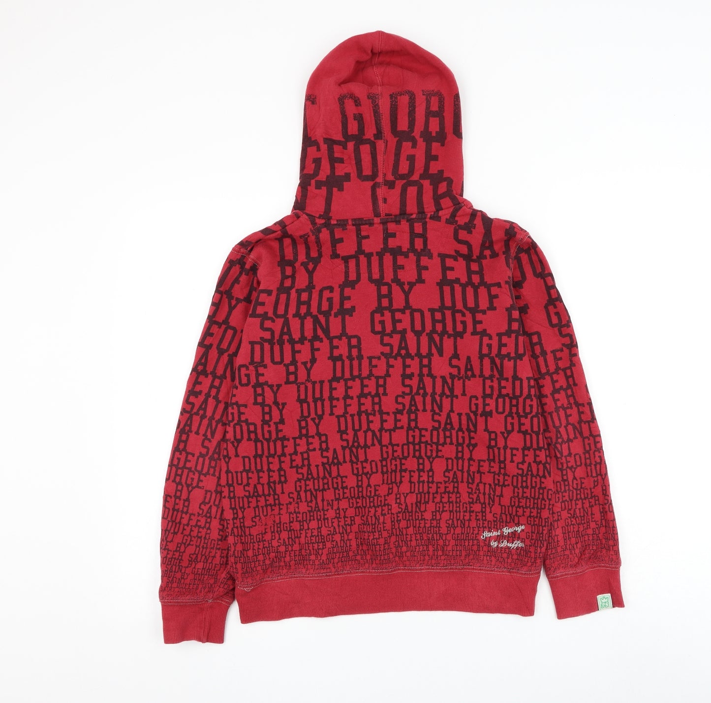 Duffer of St. George Boys Red Geometric Cotton Pullover Hoodie Size 11-12 Years Pullover - St George By Duffer