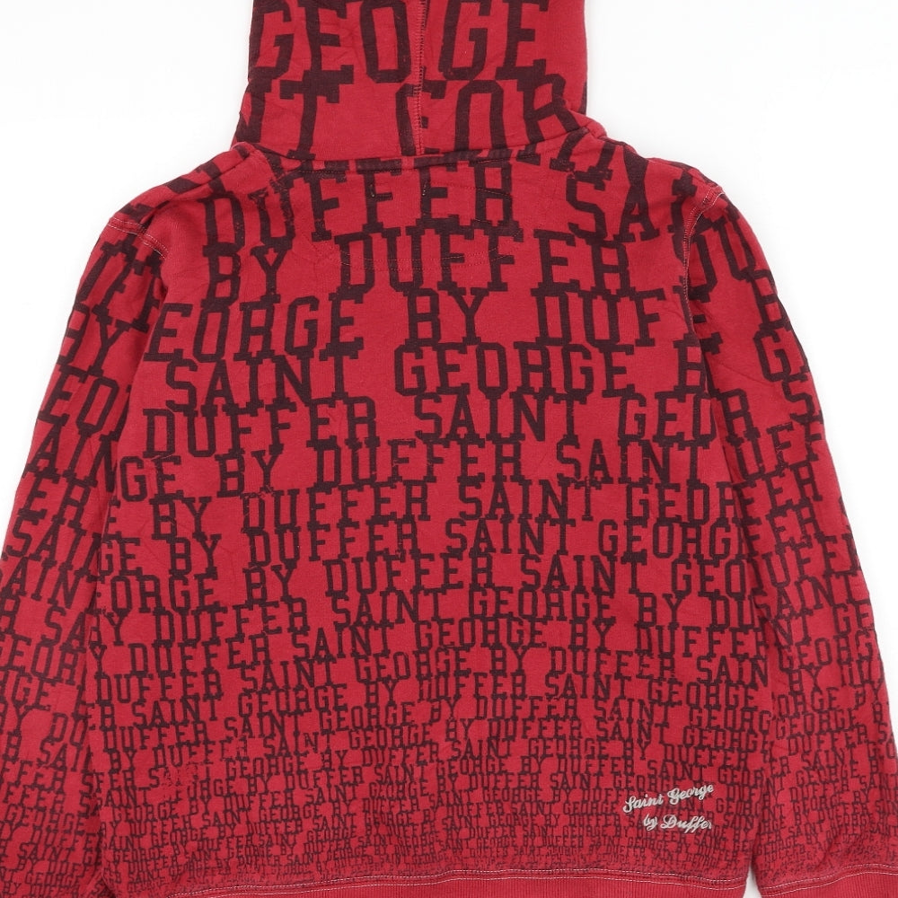 Duffer of St. George Boys Red Geometric Cotton Pullover Hoodie Size 11-12 Years Pullover - St George By Duffer