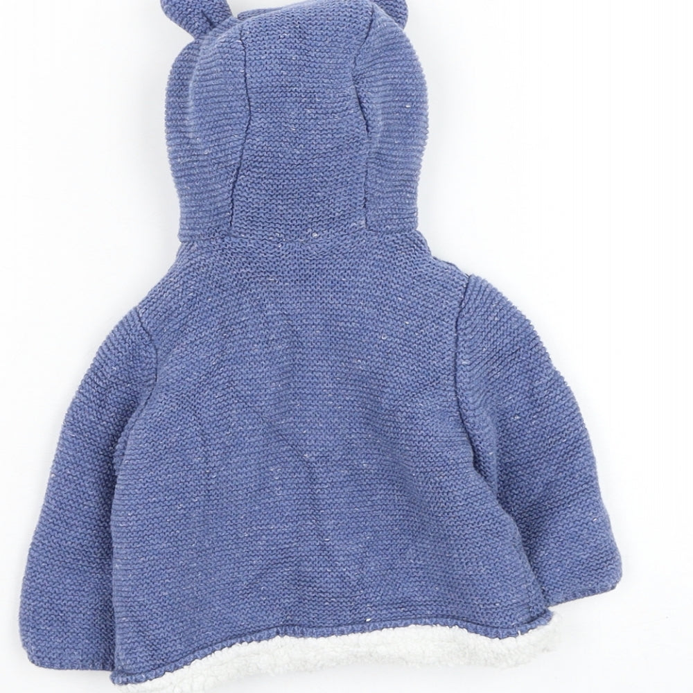 Mothercare Boys Blue Cotton Cardigan Jumper Size 3-6 Months Button