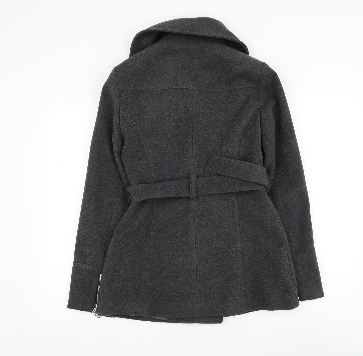 BHS Womens Grey Biker Coat Size 8 Zip