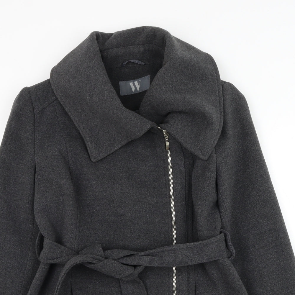 BHS Womens Grey Biker Coat Size 8 Zip