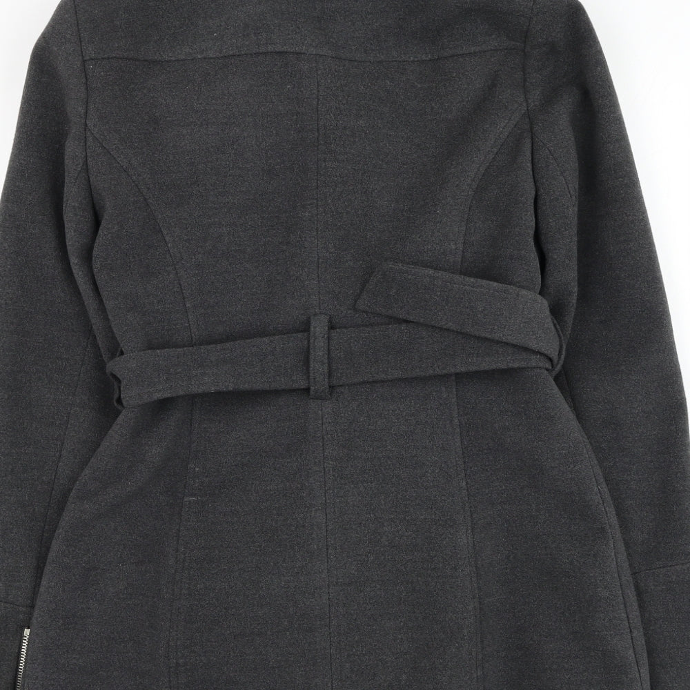 BHS Womens Grey Biker Coat Size 8 Zip
