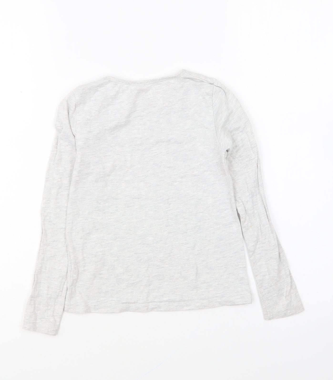 H&M Girls Grey Cotton Basic T-Shirt Size 7-8 Years Round Neck Pullover