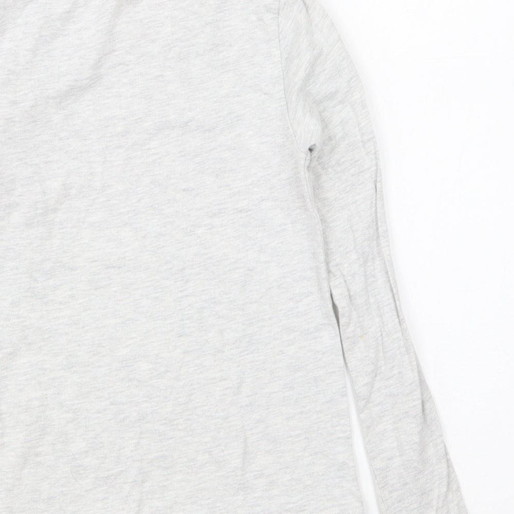 H&M Girls Grey Cotton Basic T-Shirt Size 7-8 Years Round Neck Pullover