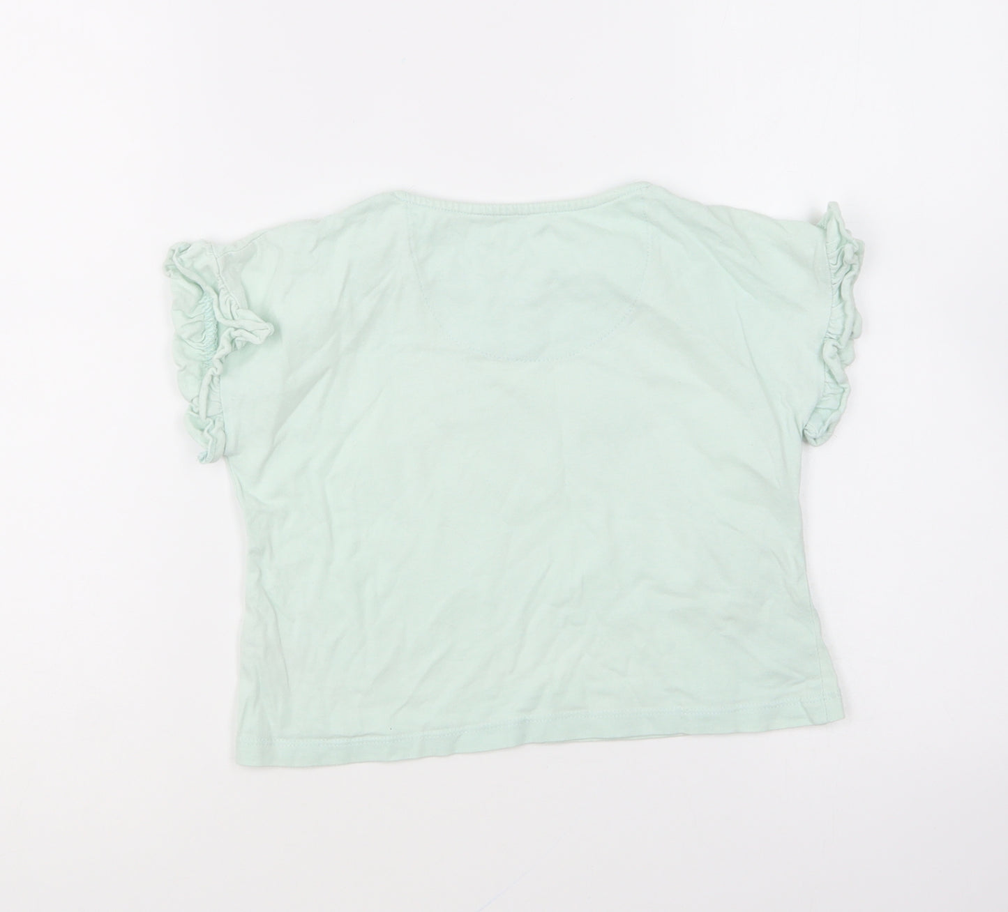 TU Girls Green Cotton Basic T-Shirt Size 4-5 Years Round Neck Pullover - Love