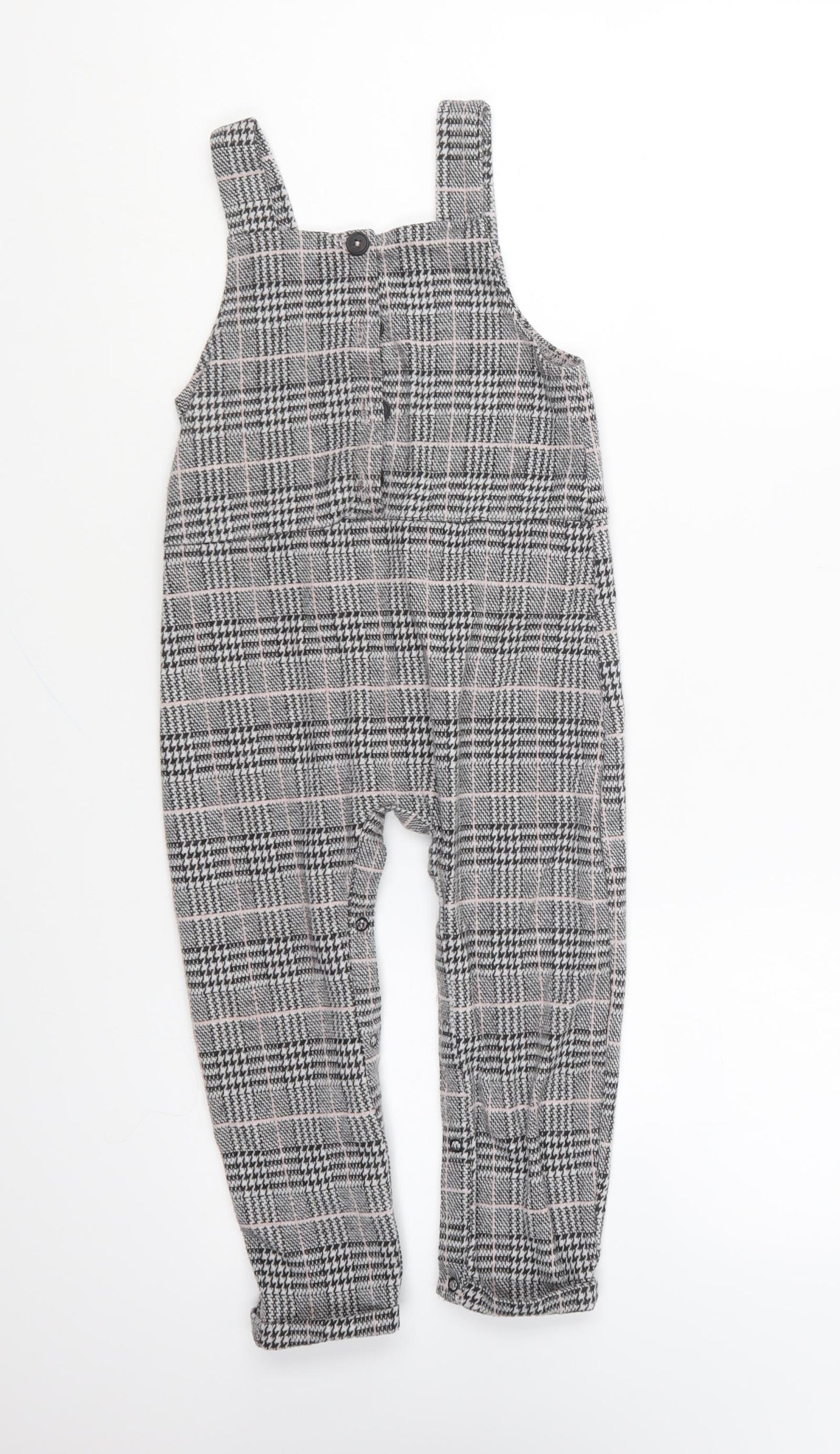 Primark Girls Black Plaid Polyester Jumpsuit One-Piece Size 2-3 Years Button