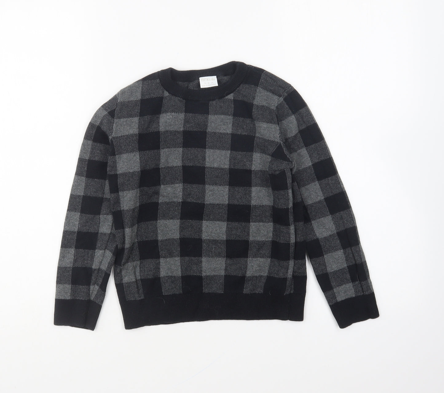 F&F Boys Black Check Cotton Pullover Sweatshirt Size 6-7 Years Pullover