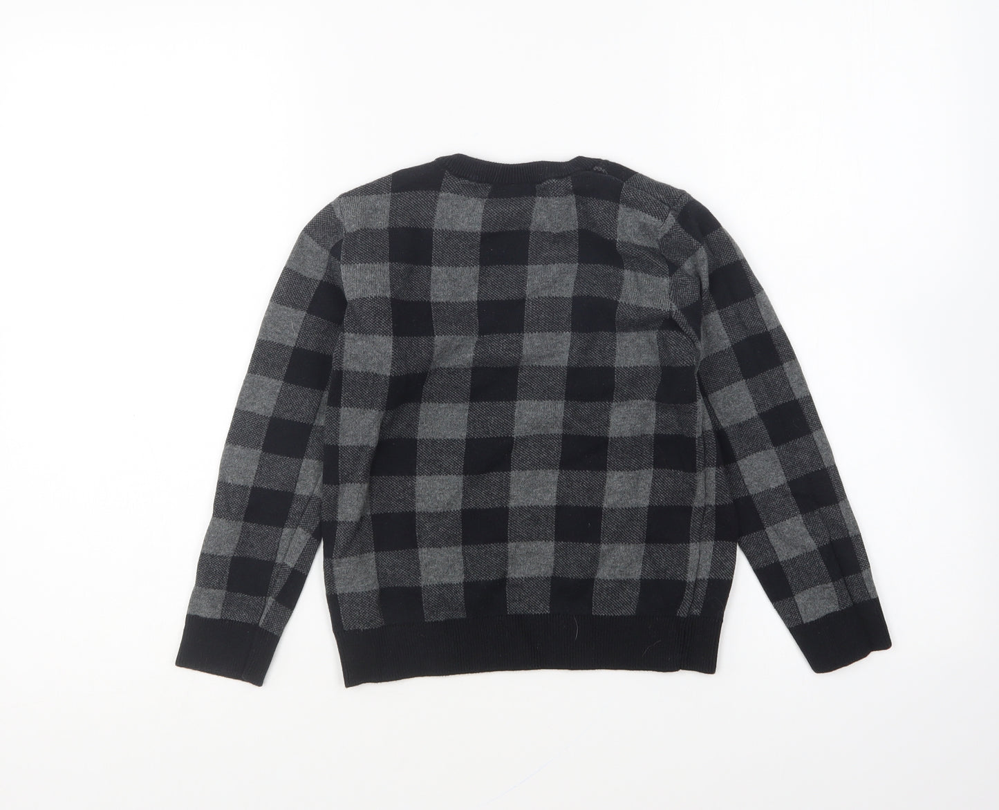 F&F Boys Black Check Cotton Pullover Sweatshirt Size 6-7 Years Pullover