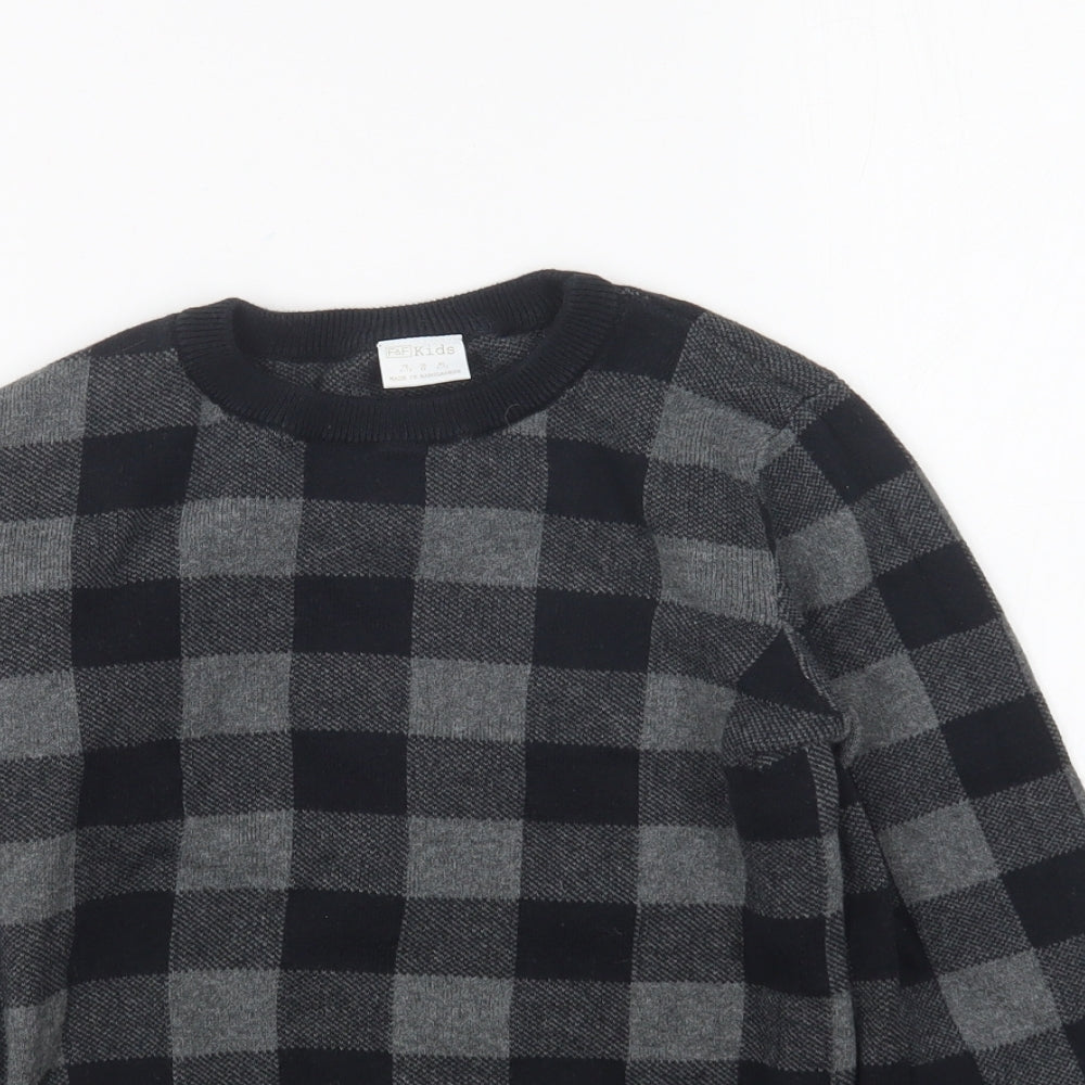 F&F Boys Black Check Cotton Pullover Sweatshirt Size 6-7 Years Pullover