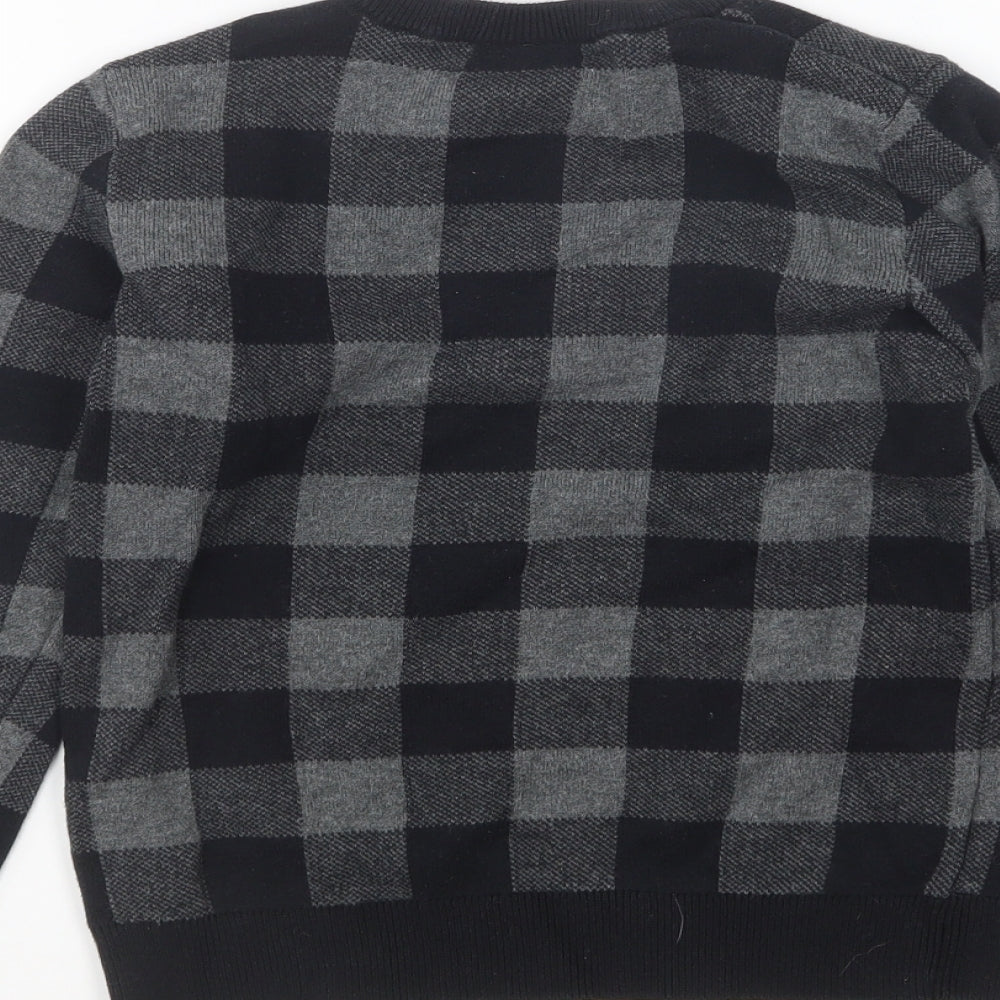 F&F Boys Black Check Cotton Pullover Sweatshirt Size 6-7 Years Pullover