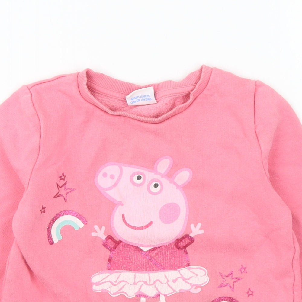 F&F Girls Pink Cotton Pullover Sweatshirt Size 2-3 Years Pullover - Peppa Pig