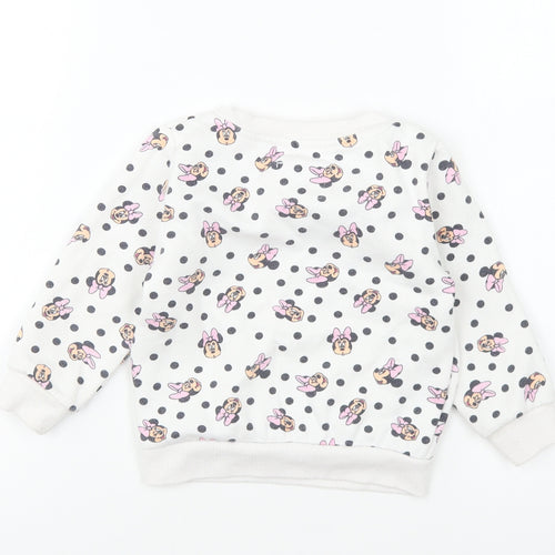 Primark Girls White Geometric Polyester Pullover Sweatshirt Size 2-3 Years Pullover - Minnie Mouse