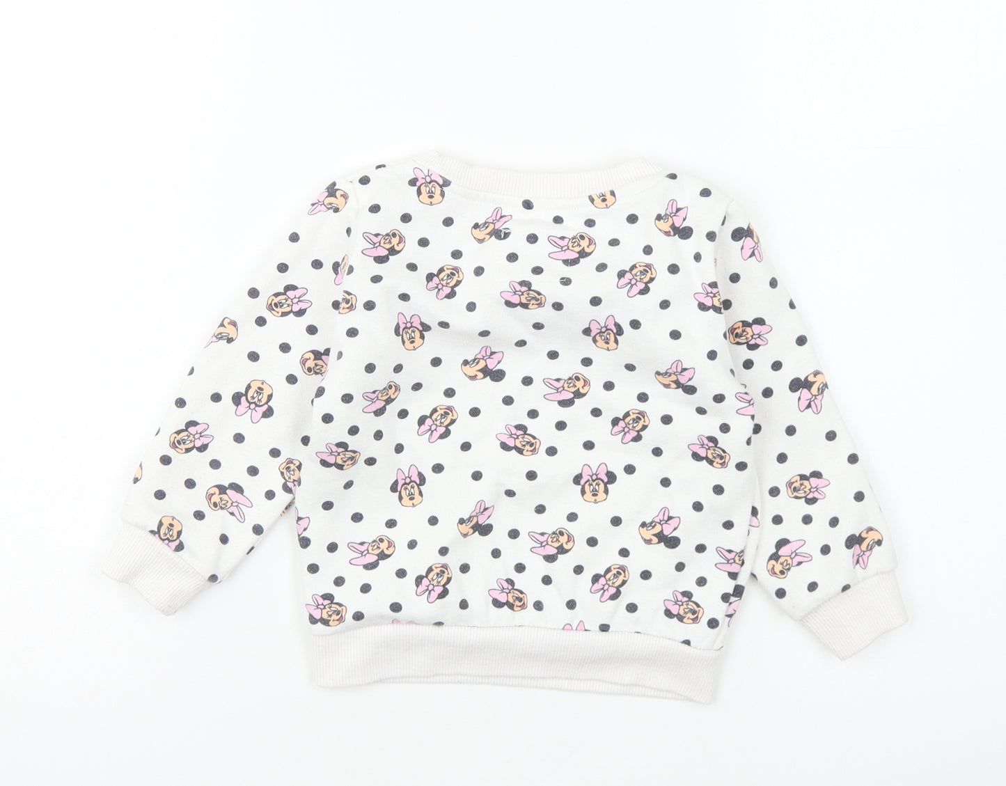 Primark Girls White Geometric Polyester Pullover Sweatshirt Size 2-3 Years Pullover - Minnie Mouse