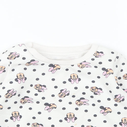 Primark Girls White Geometric Polyester Pullover Sweatshirt Size 2-3 Years Pullover - Minnie Mouse