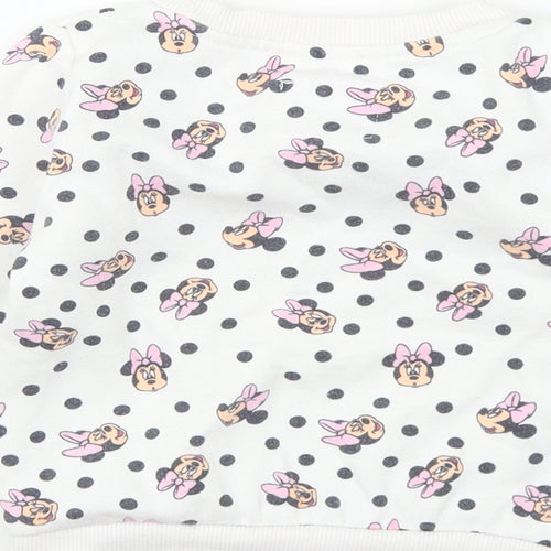 Primark Girls White Geometric Polyester Pullover Sweatshirt Size 2-3 Years Pullover - Minnie Mouse