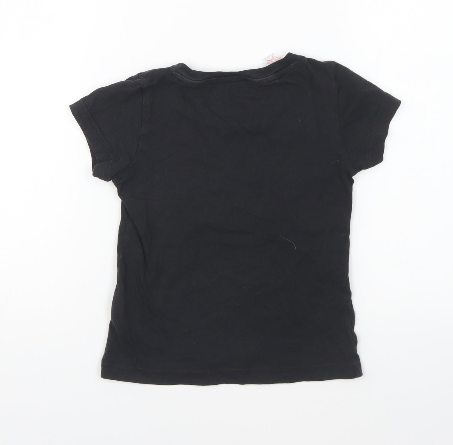 adidas Girls Black Cotton Basic T-Shirt Size 7-8 Years Round Neck Pullover