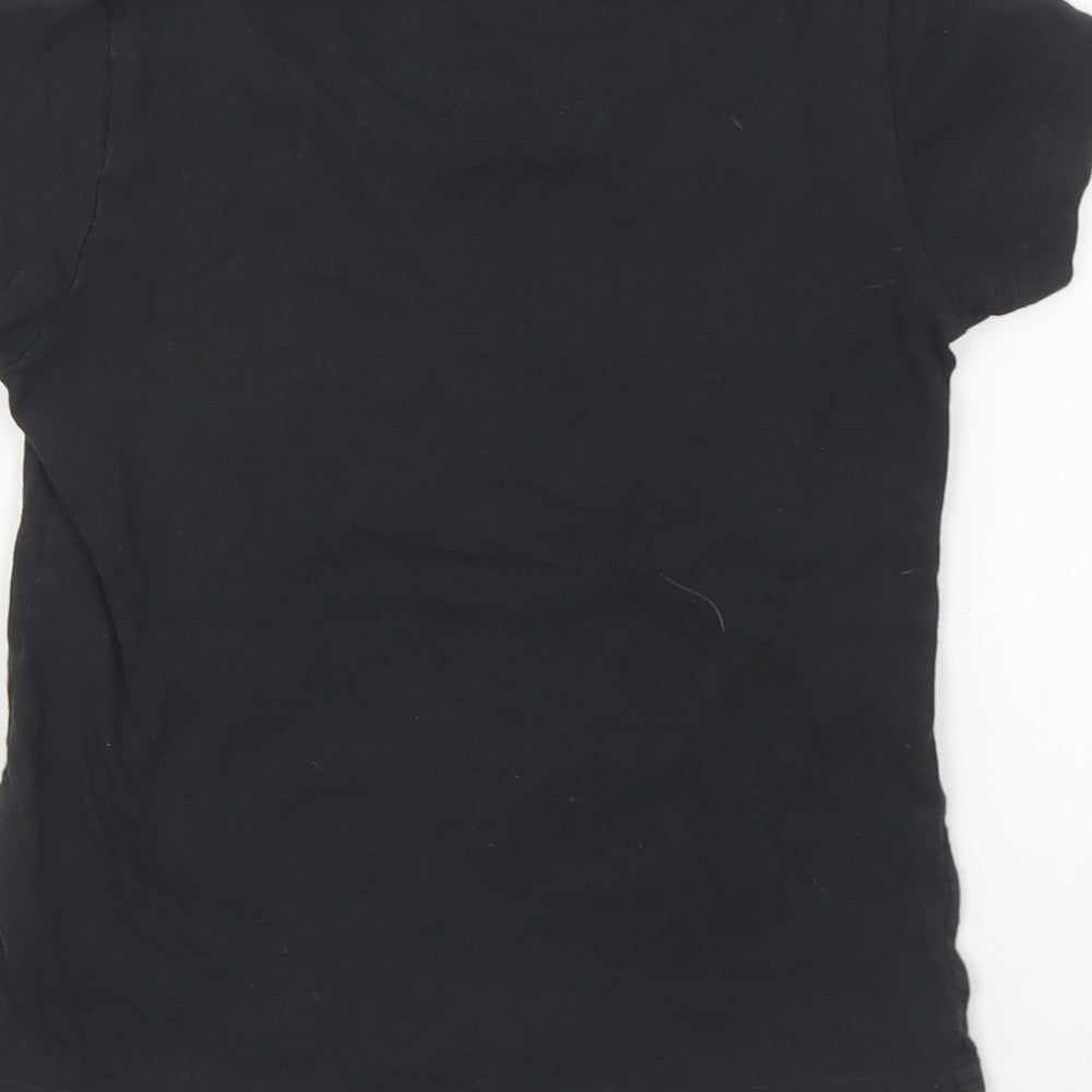 adidas Girls Black Cotton Basic T-Shirt Size 7-8 Years Round Neck Pullover