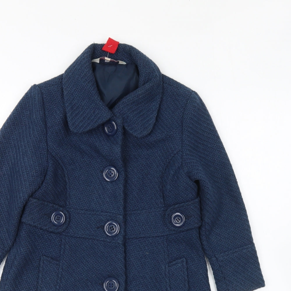 Girl2Girl Girls Blue Overcoat Coat Size 5-6 Years Button
