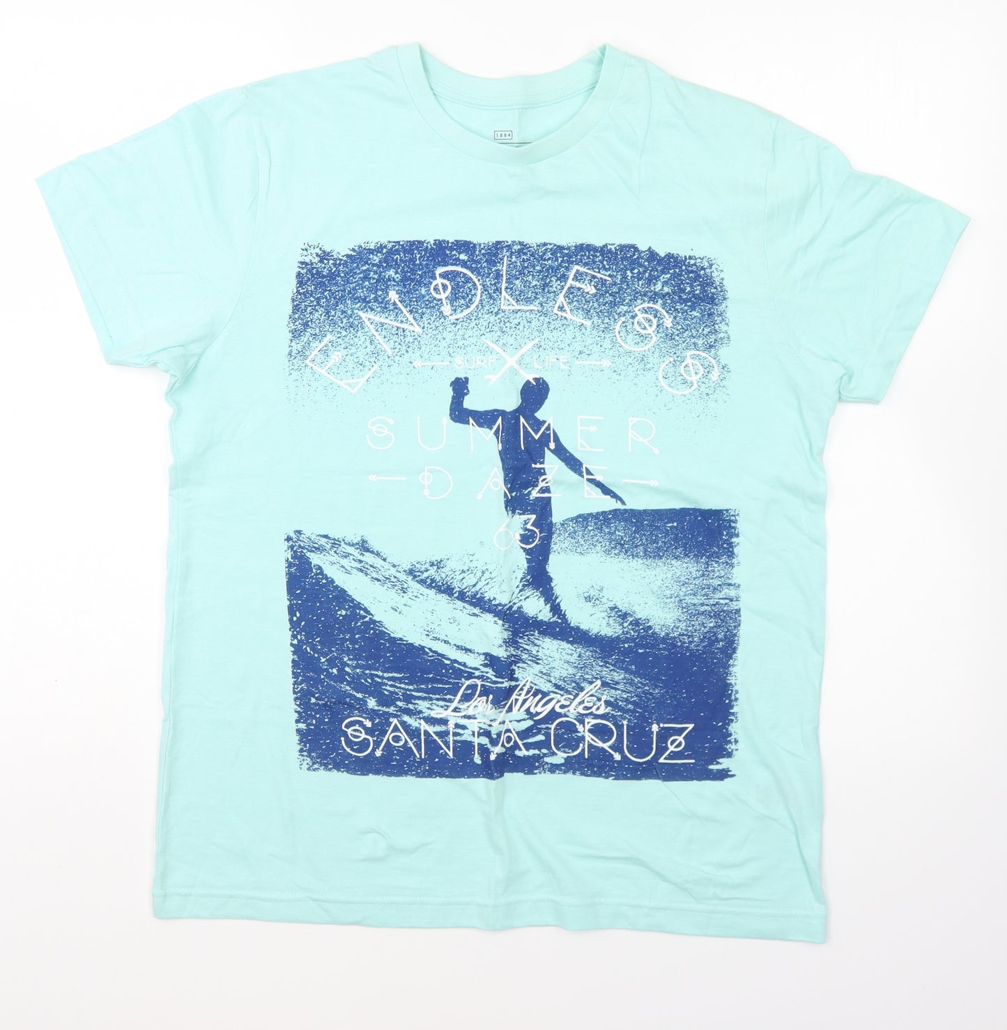 Peacocks Mens Blue Cotton T-Shirt Size S Round Neck - Endless Summer